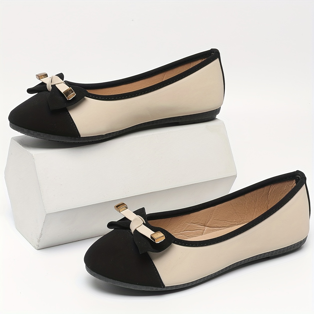 Bowknot Flat Shoes Women s Two Tome Soft Sole Slip Shoes - Temu Canada