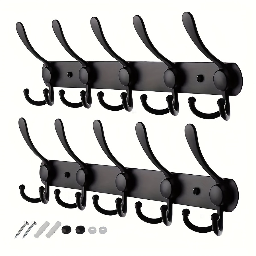 Coat Rack Wall Mounted, 5 Heavy Duty Triple Hooks, Stainless Steel Coat  Hanger Wall Hooks Decorative For Hanging Coats, Robes, Towels, Clothes  Bedroom