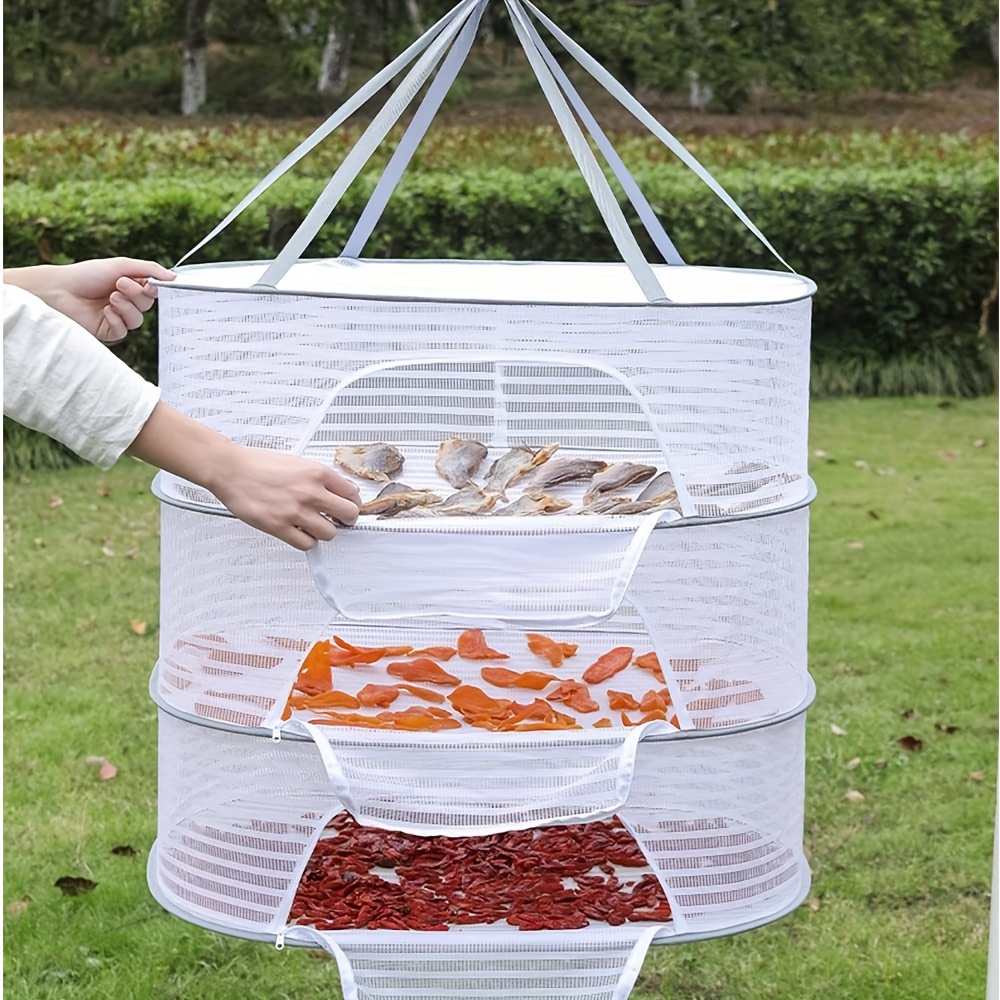 WEISGJA Folding Fish Drying Rack 4 Layers - Versatile Hanging Net for  Shrimp, Fish, Fruit, Vegetables, Herbs - Blue (25.59X13.78X13.78 in)