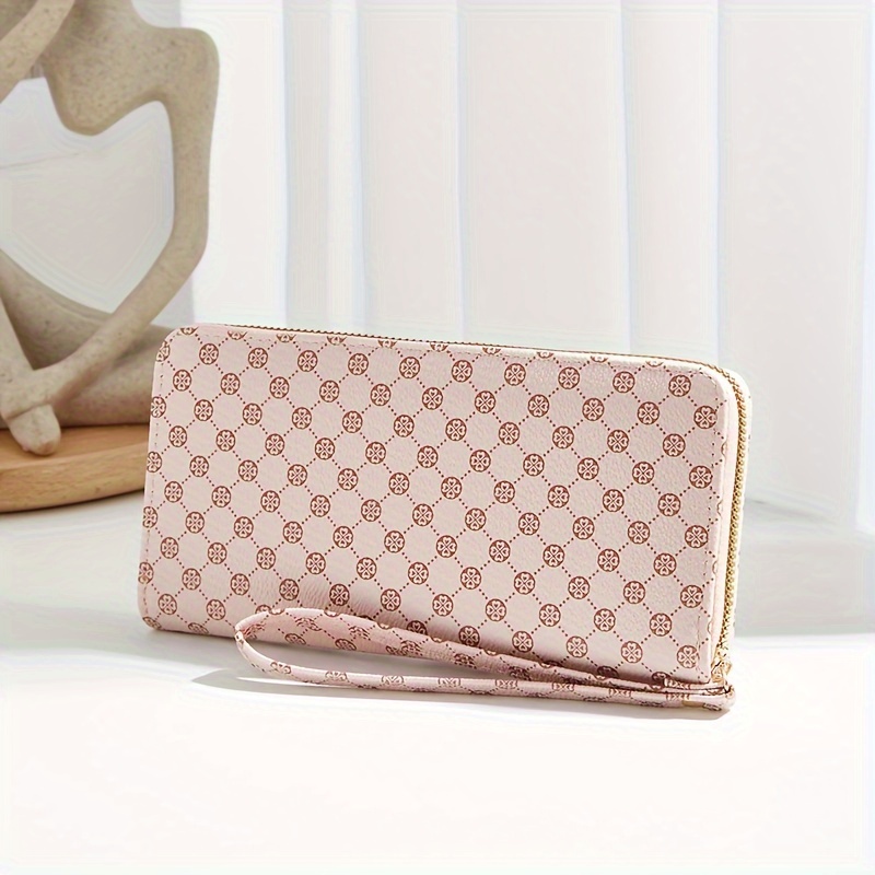 Retro Geometric Pattern Wallet, Pu Leather Multi-card Slots Card Holder  With Wristbands, Perfect Purse For Daily Use - Temu