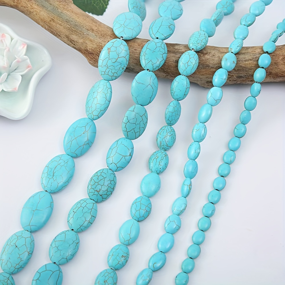 1 String Turquoise Semi Finished Beads Synthetic Turquoise Oval