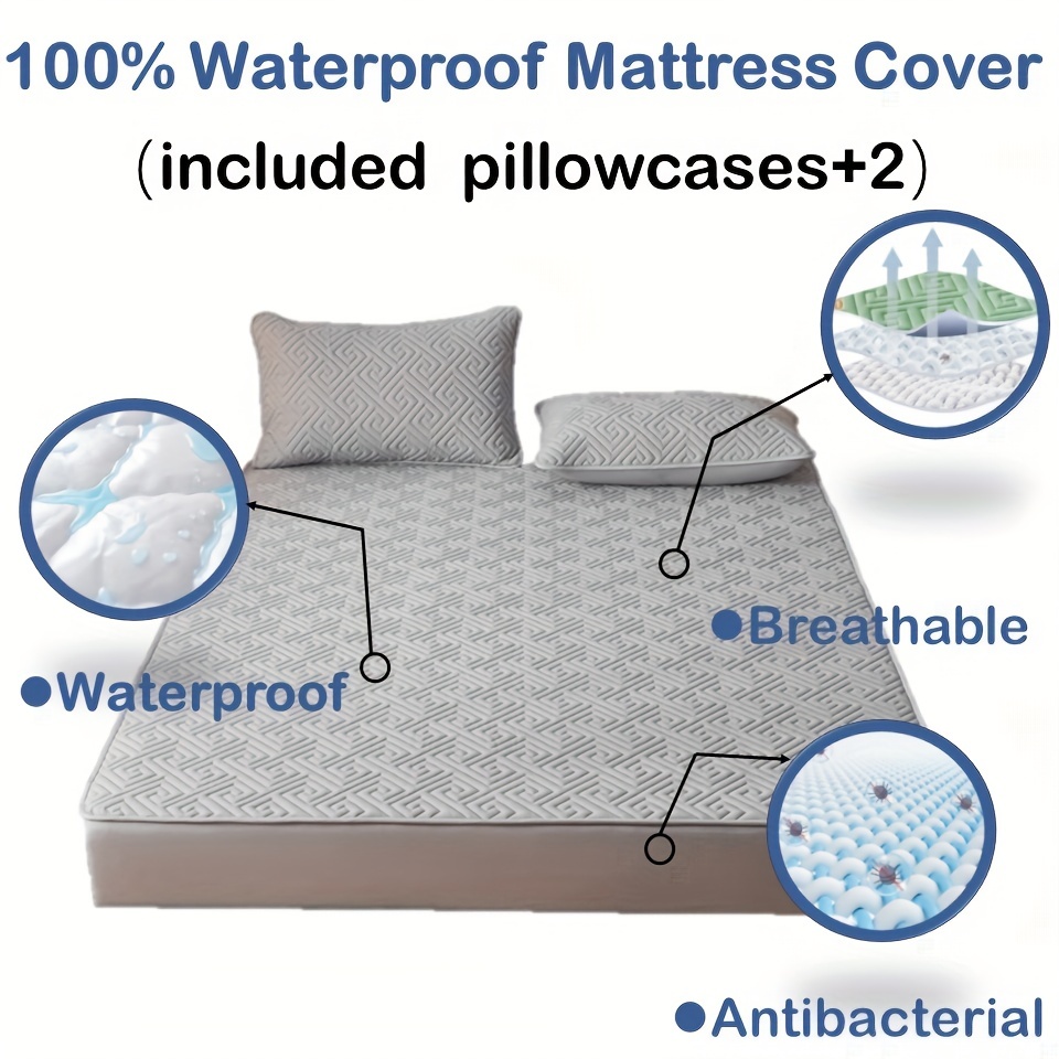 Super Waterproof Quilted Mattress Cover King Queen Size Anti-mite