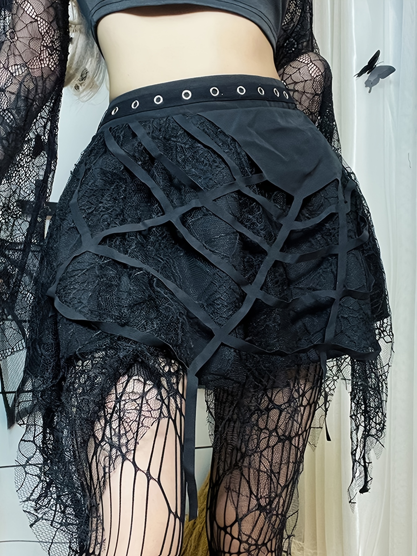Fashion Women High Waist Gothic Punk Mini Skirts Ladies Cross