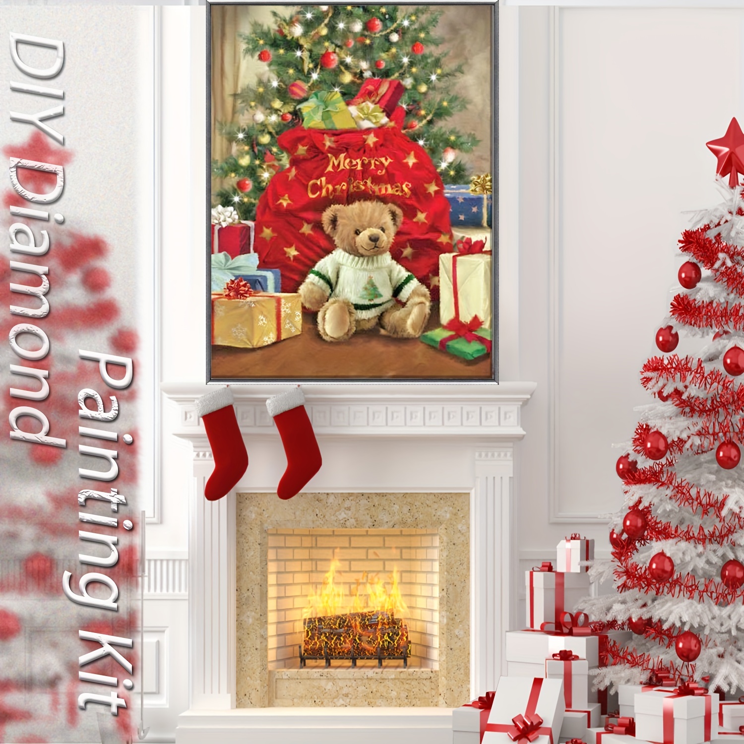Christmas Diamond Painting Kits for Adults and Kids,5D DIY Art Craft Canvas  Picture Family Gift, 12x16 inch 