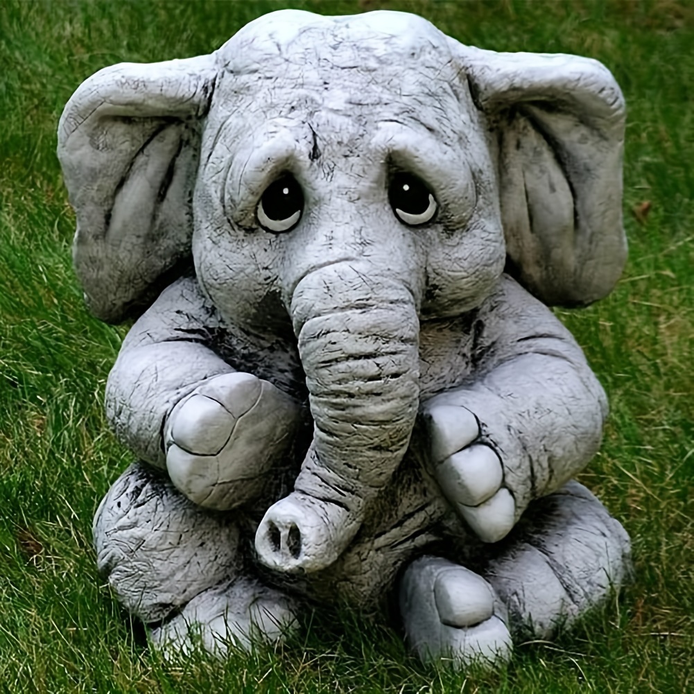 

1pc Animal Figurine Decorative Resin Craft Simulation Cute Elephant Statue For Garden Yard Patio Outdoor Decor