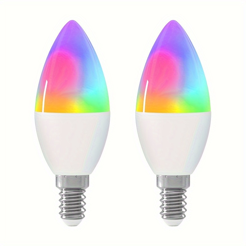 

2 Pack Smart Light Bulbs, C37 Candle Bulbs With Colour Changing Led Light, Compatible With Echo Alexa, Home, 5w 545lm Rgbcw Wifi & Ble 2.4ghz (no Required)