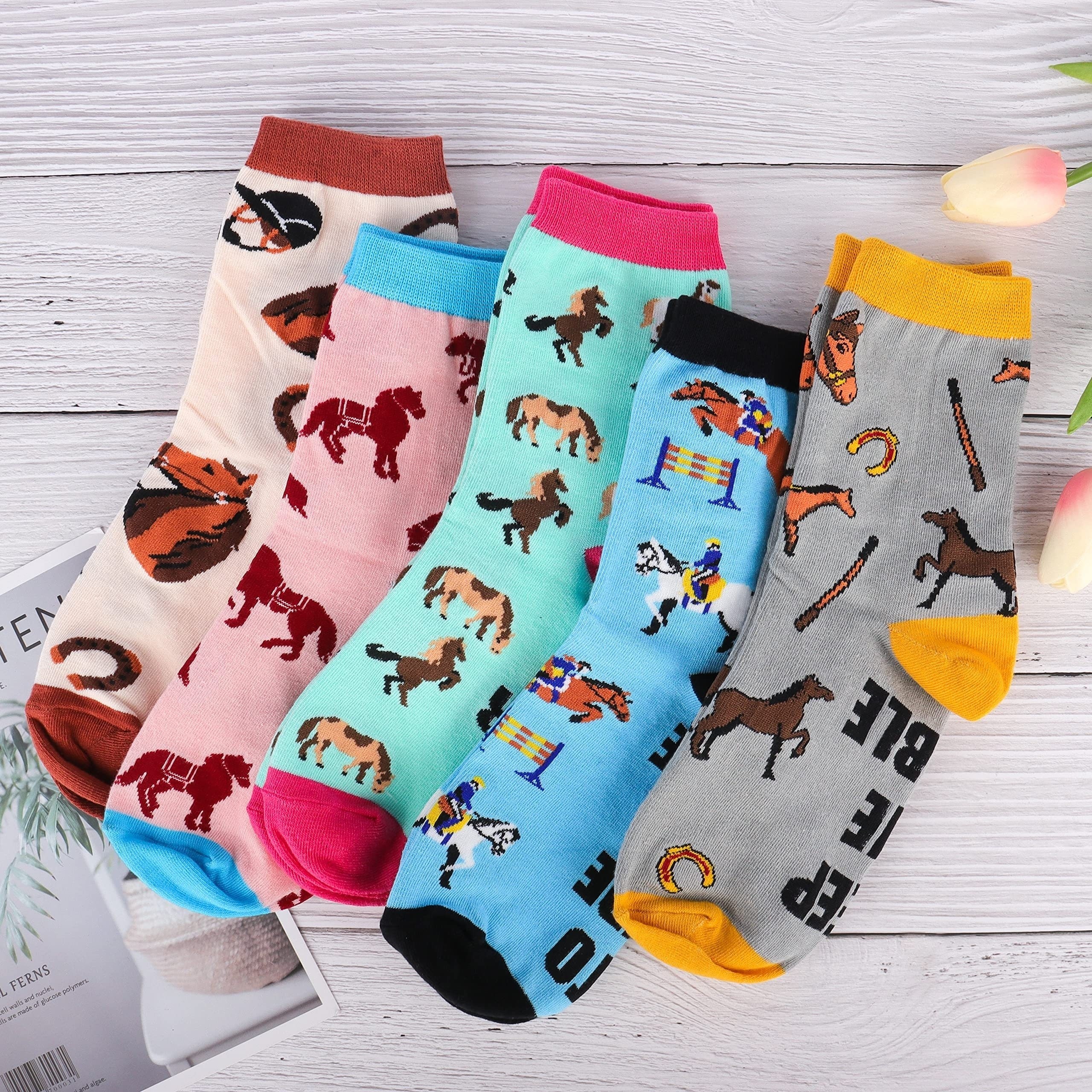 5 Pairs Cat Socks Women,Animal Cute Socks for Women,Funny Christmas Gifts  for Cat Lovers