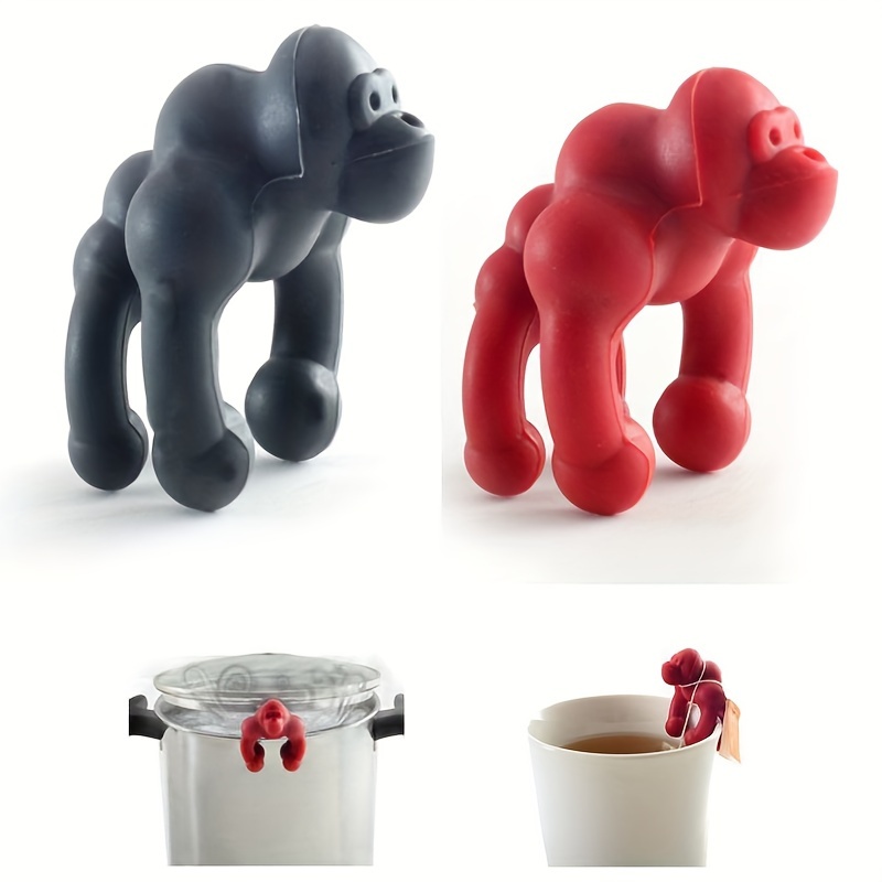 Creative Gorilla Pot Cover Prevent Overflow Chimpanzee Silicone Tea Bag  Holder Kitchen Gadgets