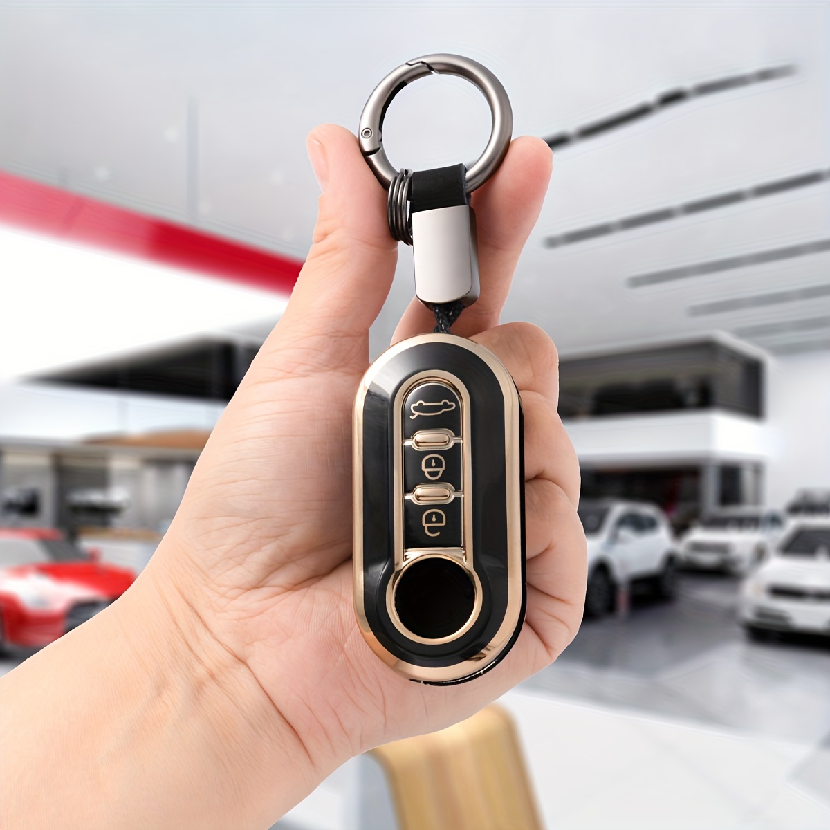 Für Fiat 500e Auto Remote Key Case Silikon kette Schlüssel