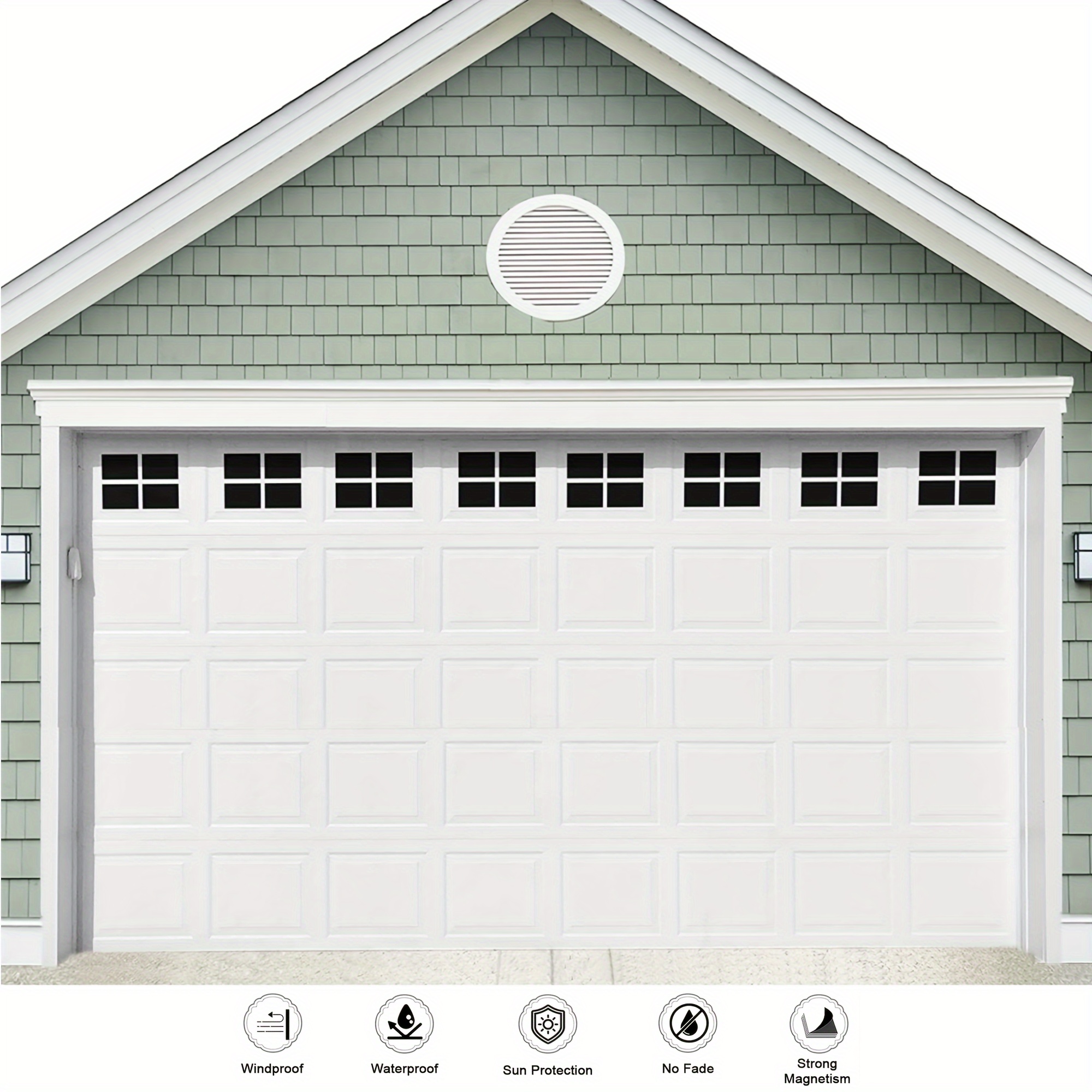 4pcs Car Garage Kits Household Easy Installation Magnetic Windows Panels  For Car Garage Door Panes Fake Faux Magnetic Windows Decorative Hardware