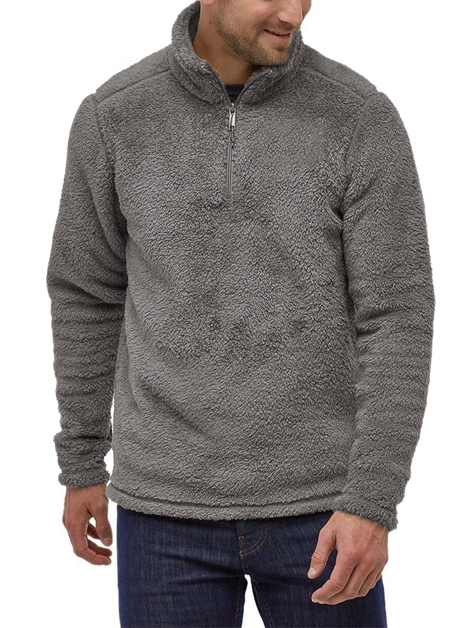 Men's Fuzzy Sherpa Pullover Jacket Long Sleeve Quarter-zip Sweatshirts  Lightweight Fall Outerwear - Temu
