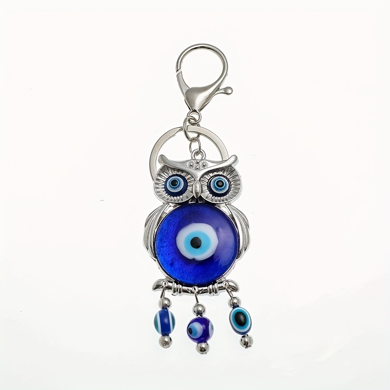 China Factory Vintage Ethnic Style Owl Keychain with Devil Eye