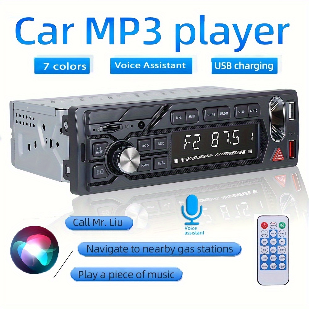 Autoradio Bluetooth, 7 Couleurs Stereo Fm Radio 60W X 4, Lecteur Mp3 Poste Main  Libre Voiture