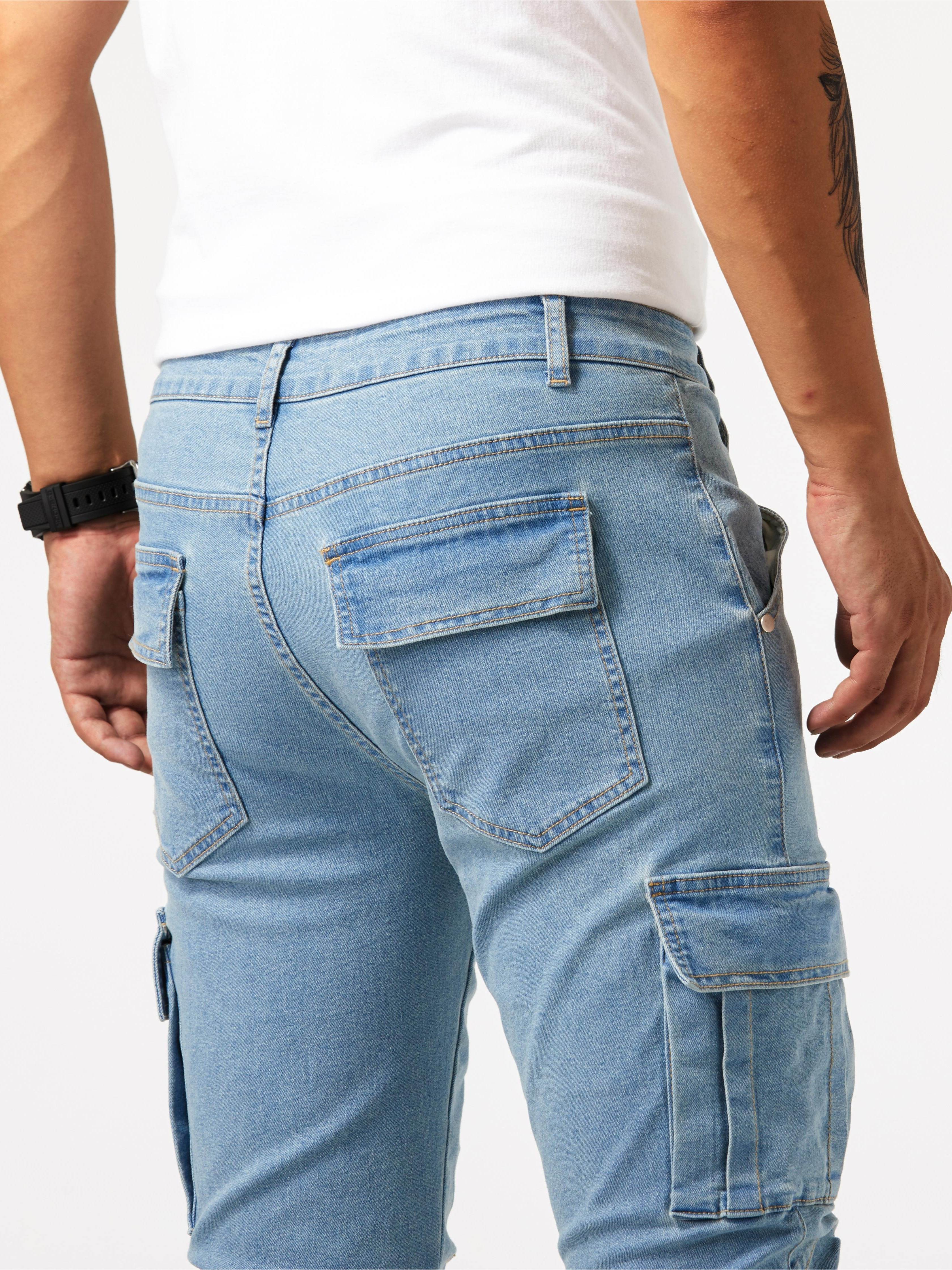 Jeans Herren Fit Street Slim Germany Style Temu High Pocket Casual - Multi