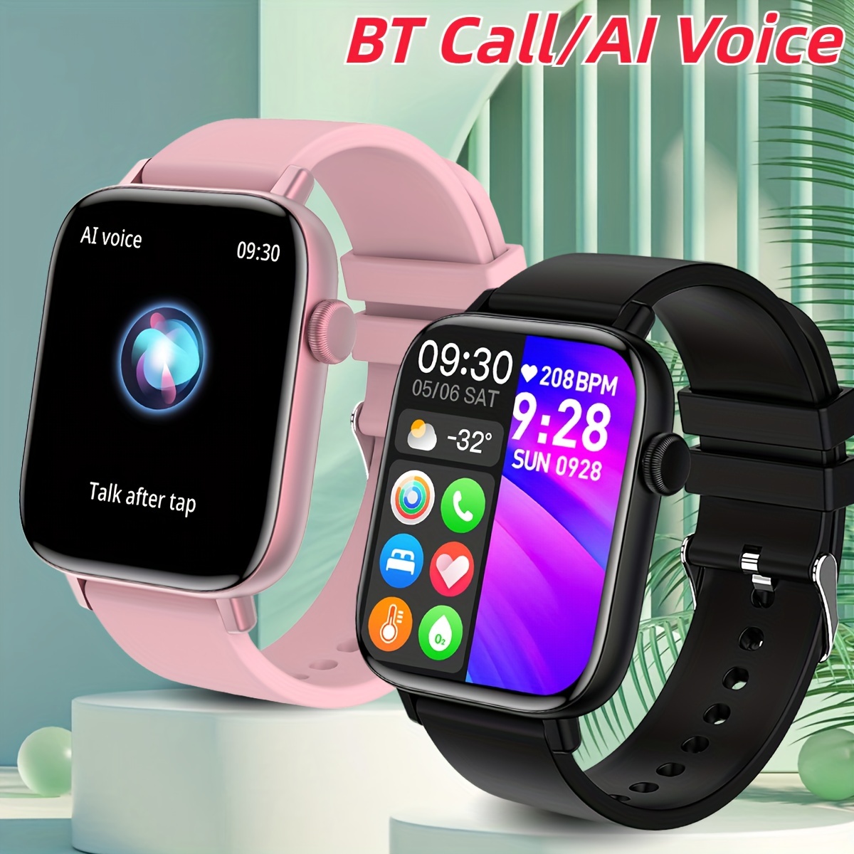 Reloj inteligente 2022 (recepción de llamada/dial) Reloj de fitness  compatible con iPhone y Android, pantalla táctil completa de 1.7 pulgadas,  monitor