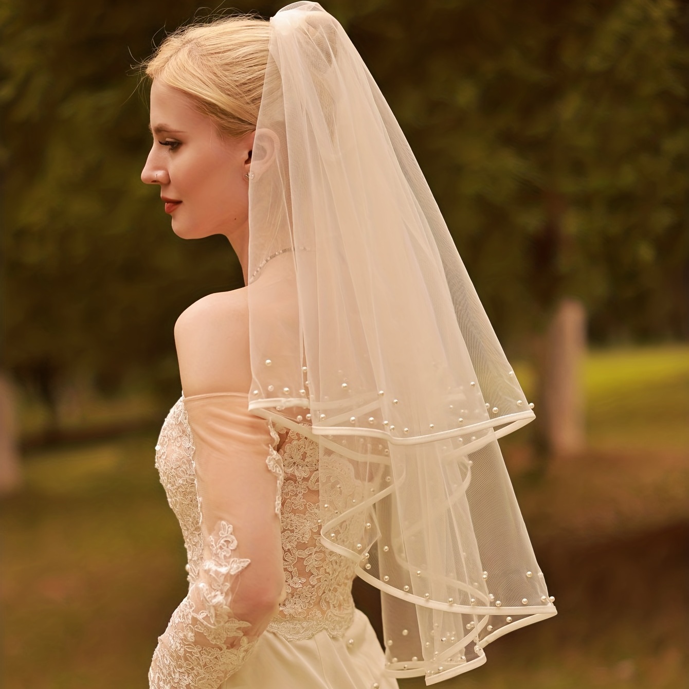 NADIA | Long pearl wedding veil