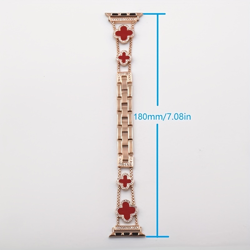 Luxury Rhinestone Watch Bands: Compatible With Watch Series 8-3 Se (49mm- )  - Bling Metal Four-leaf Clover Women Watchband - Temu Bahrain