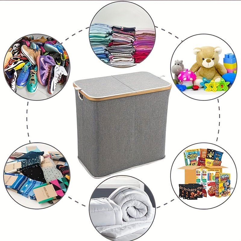 1pc   laundry basket with lid large laundry hamper with 2 detachable bags inside foldable dirty clothes storage basket for laundry rooms bathrooms and dormitories   back to school supplies details 15