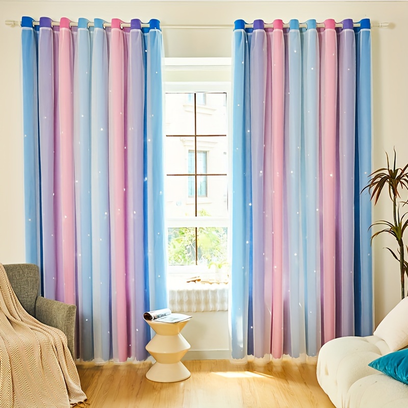 Cortinas opacas de doble capa para dormitorio, con bordado de encaje,  tratamiento de ventana con aislamiento térmico y ojales para sala de estar,  1