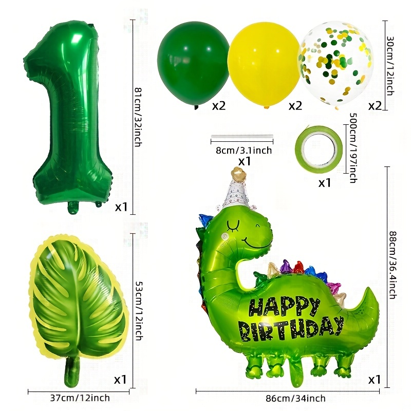 Compra online de Auto suporte dos desenhos animados gigante dinossauro  verde animal folha balão feliz aniversário dino mundo decorações