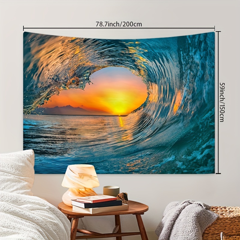 Limei Topical Beach Coastal Ocean Wave Scene Beachy Tapestry Wall