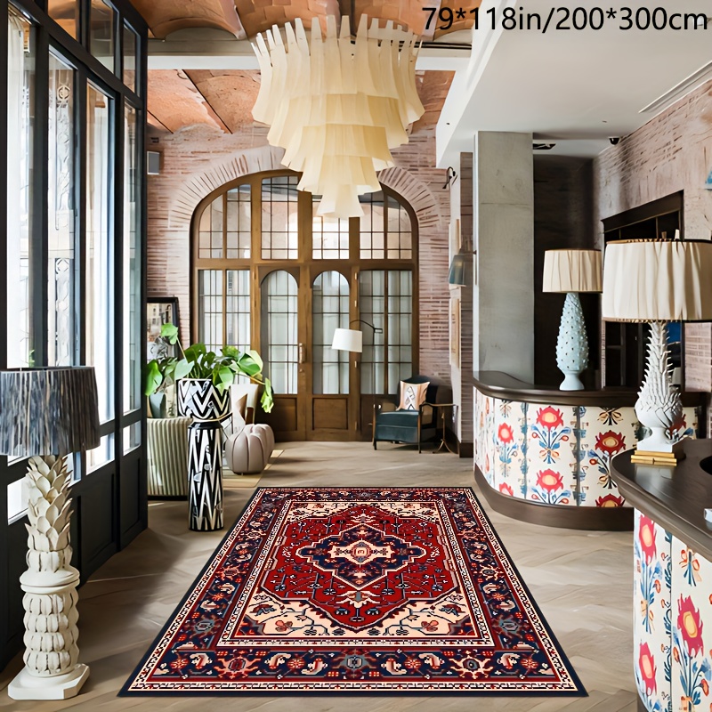 Crystal Velvet Carpet, Weight /㎡, Large Carpet For Living Room, Bedroom And  Dining Room, Bohemian Style Carpet, Easy To Clean, Machine Washable,  Non-slip And Waterproof Floor Mat, Home Decoration, Room Decoration 