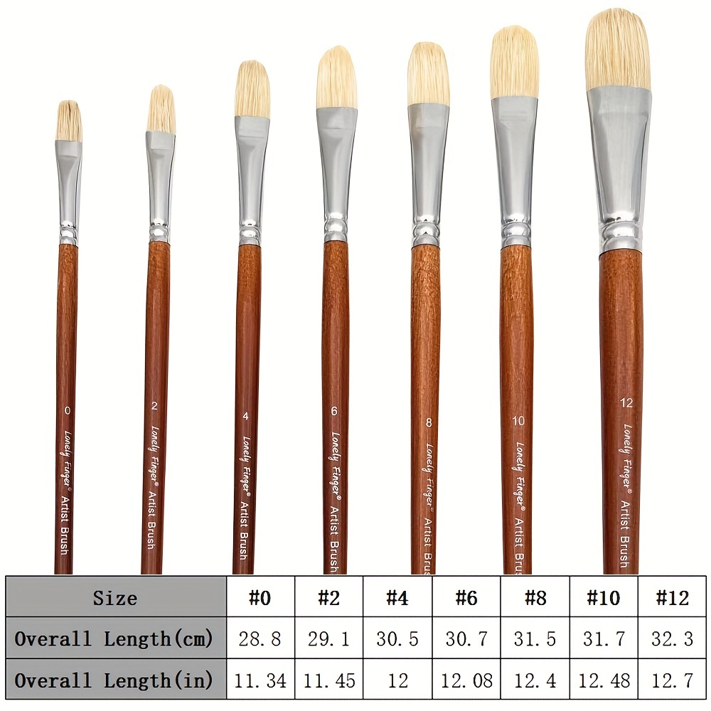 Oil Acrylic Watercolor Paint Brushes Set with Natural Hog Hair Filbert Brush