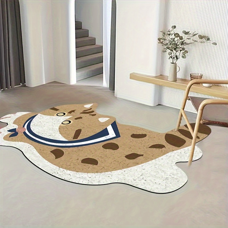 Cute Furry Rug Cartoon Cat Kid Carpet For Bedroom Non-slip Bedside