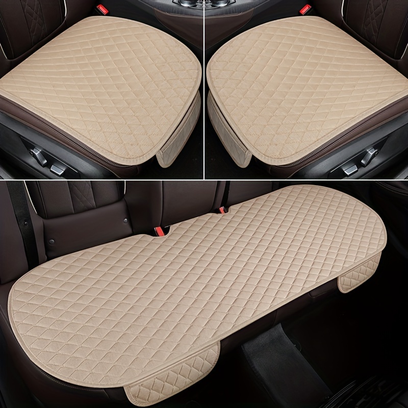 1pc Universal Non-slip Square Linen Car Seat Cushion With Backless Design,  Suitable For Cars And Offices In Any Season