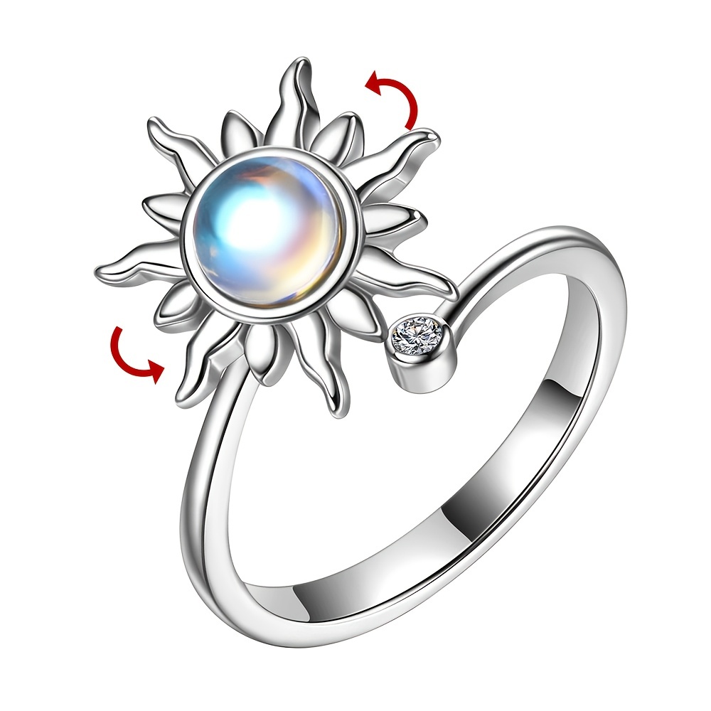 Rotatable Flower Ring for Women Cool Funny Spin Rings Relieve Stress  Decompression Jewelry Opening Adjustable Girl's Gift