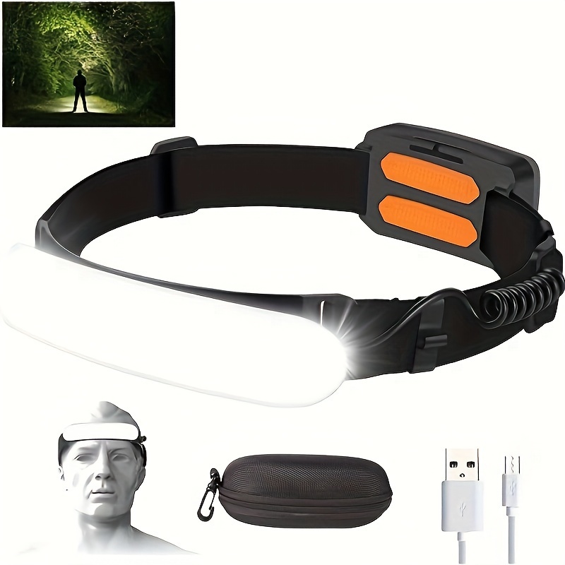 

1pc Usb Rechargeable Led Headlamp, Built-in 5000mah Battery Portable Powerful Flashlight For Outdoor Camping Fishing