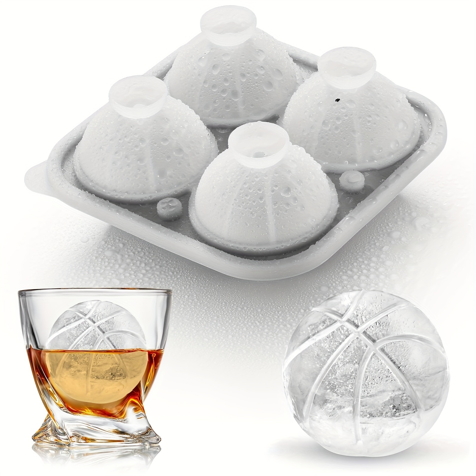 1pc Silicon Whiskey Ice Cube Tray, Whiskey Ice Ball Mold, Round Ice Cube  Mold, Sphere Ice Mold, Ice Cube Maker, Suitable For Cocktails And Bourbon