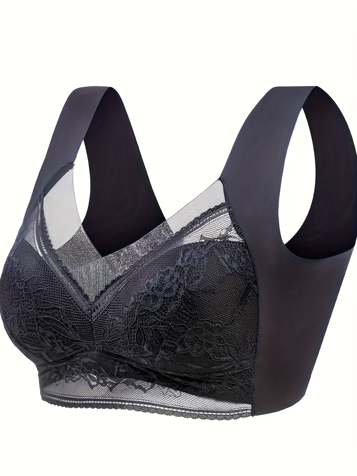 Contrast Lace Wireless Bra, Soft & Comfortable Tank Bra, Women's Linge