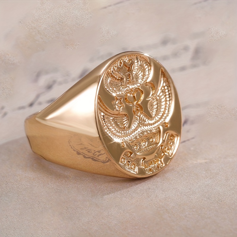 Men's Gothic Double Head Eagle Ring, Retro Punk Style