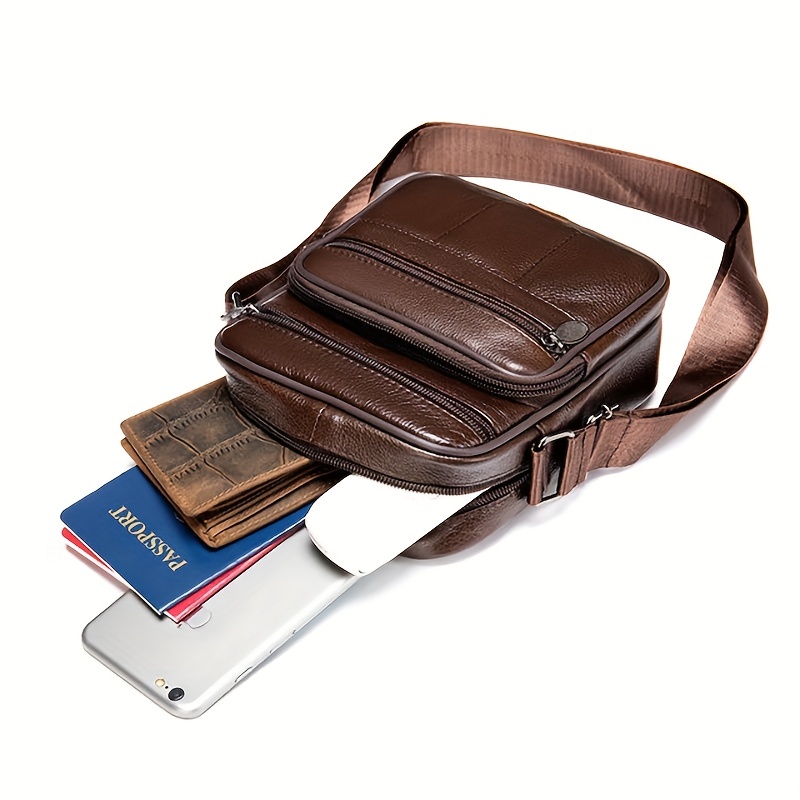 Leather Crossbody Chest Bag Multifunctional Sling Bag