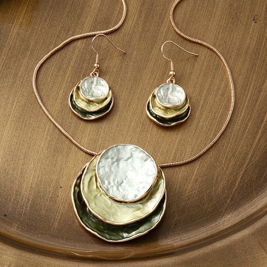Geometric Pendant Necklace & Earrings Set - Romantic Gift Idea