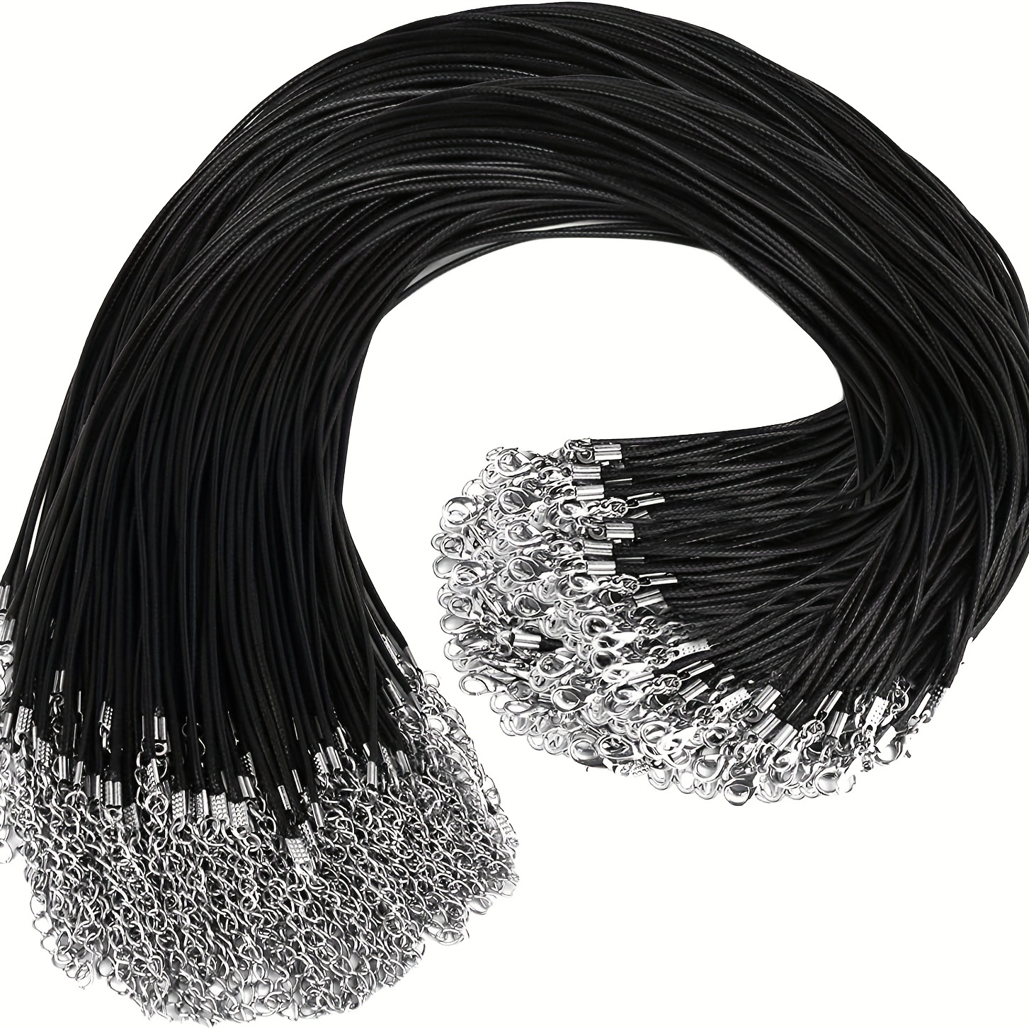 Black Satin Silk Necklace Cord [2 Pack - 18 & 24 Inch] Woven Chain Rope  with Silver Clasp for Women Girls Jewelry Pendants