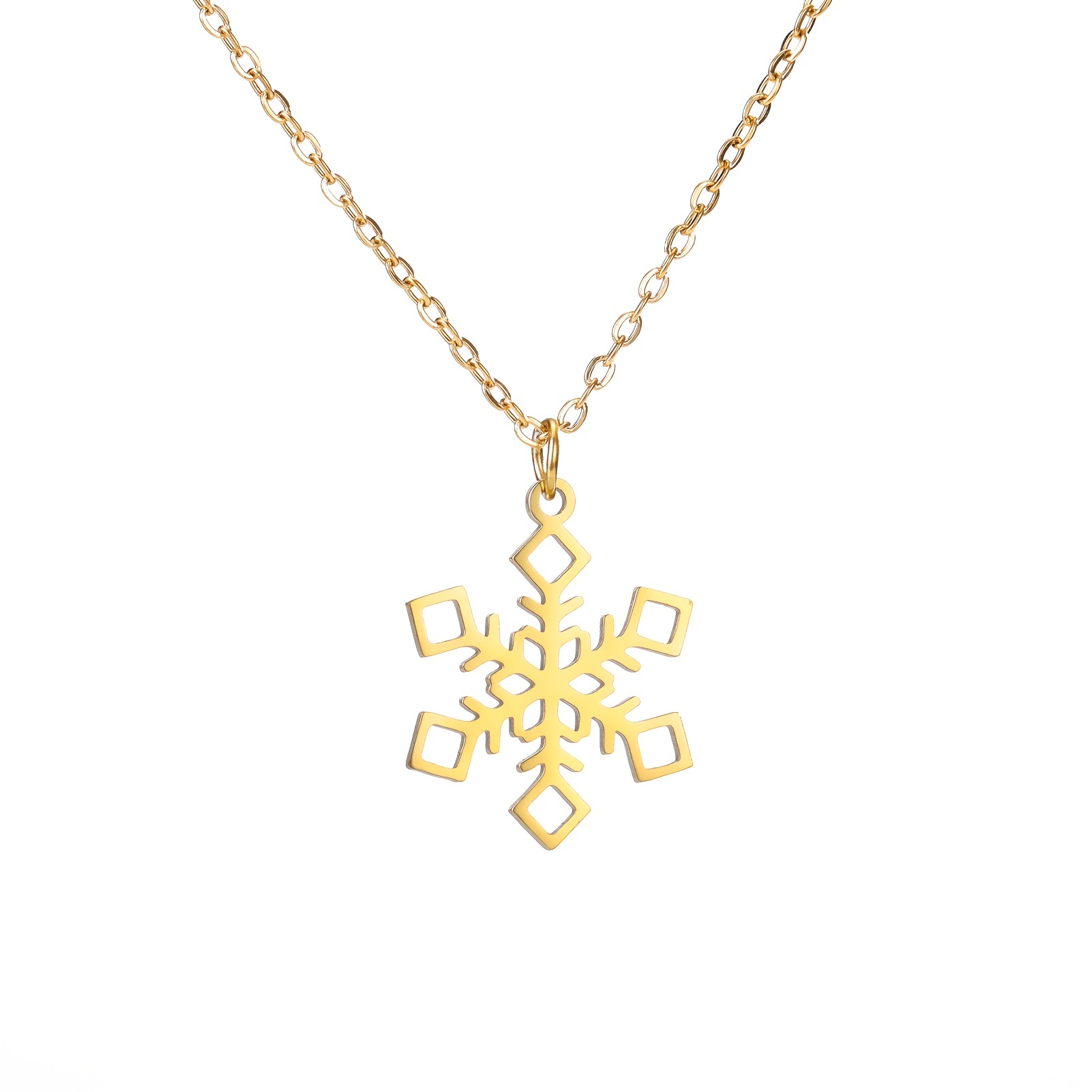 Pendentif Flocon De Neige - Collier Médaillon Gelé Artisanal En Acier Inoxydable Pour Femme