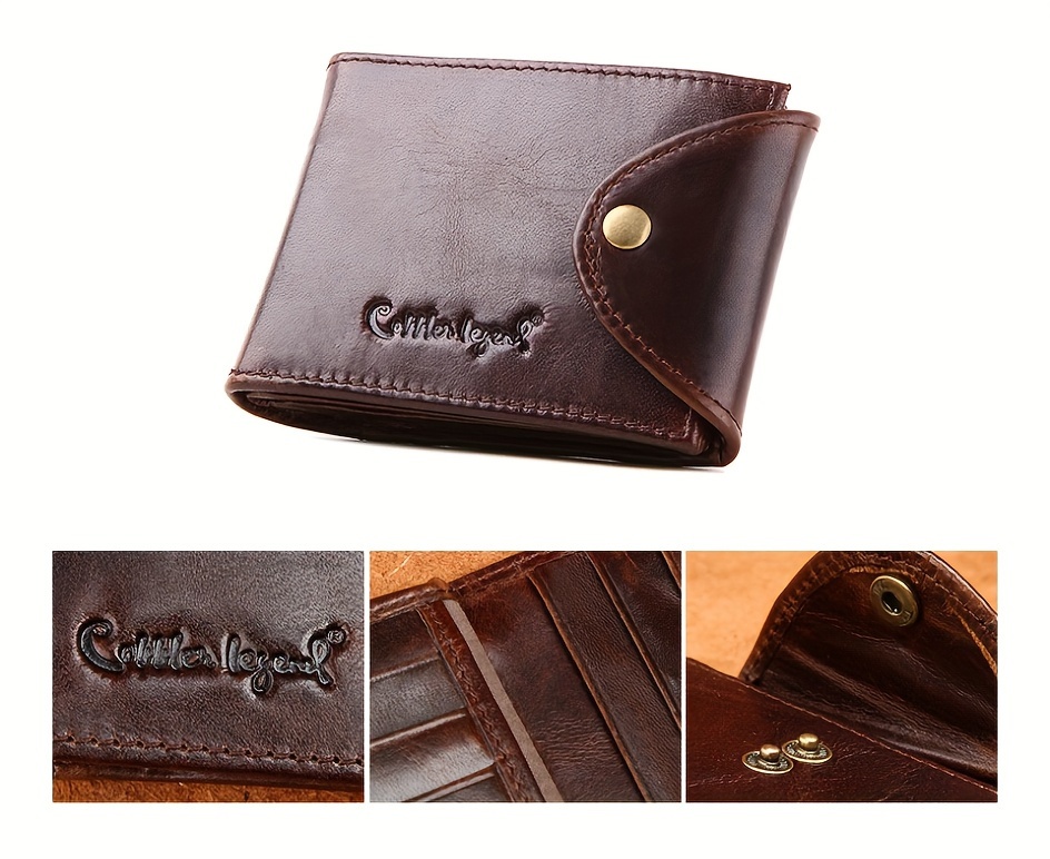 Men's Luxury Designer Wallet, Genuine Leather Short Clutch Bag