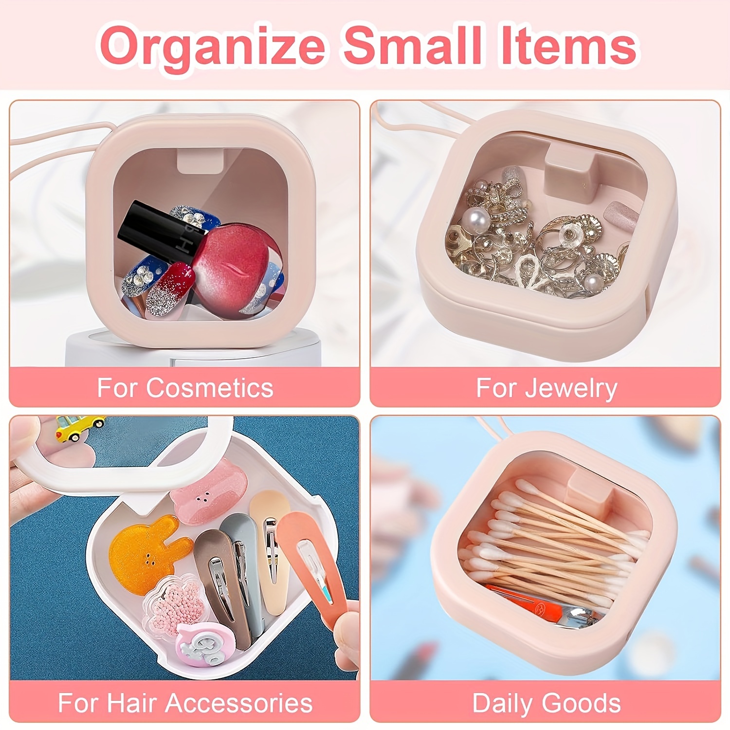 1pc Portable Plastic Multipurpose Storage Box, For Jewelry Earrings Rings  Necklace Beads, Accessories Hair Tie Clip Container