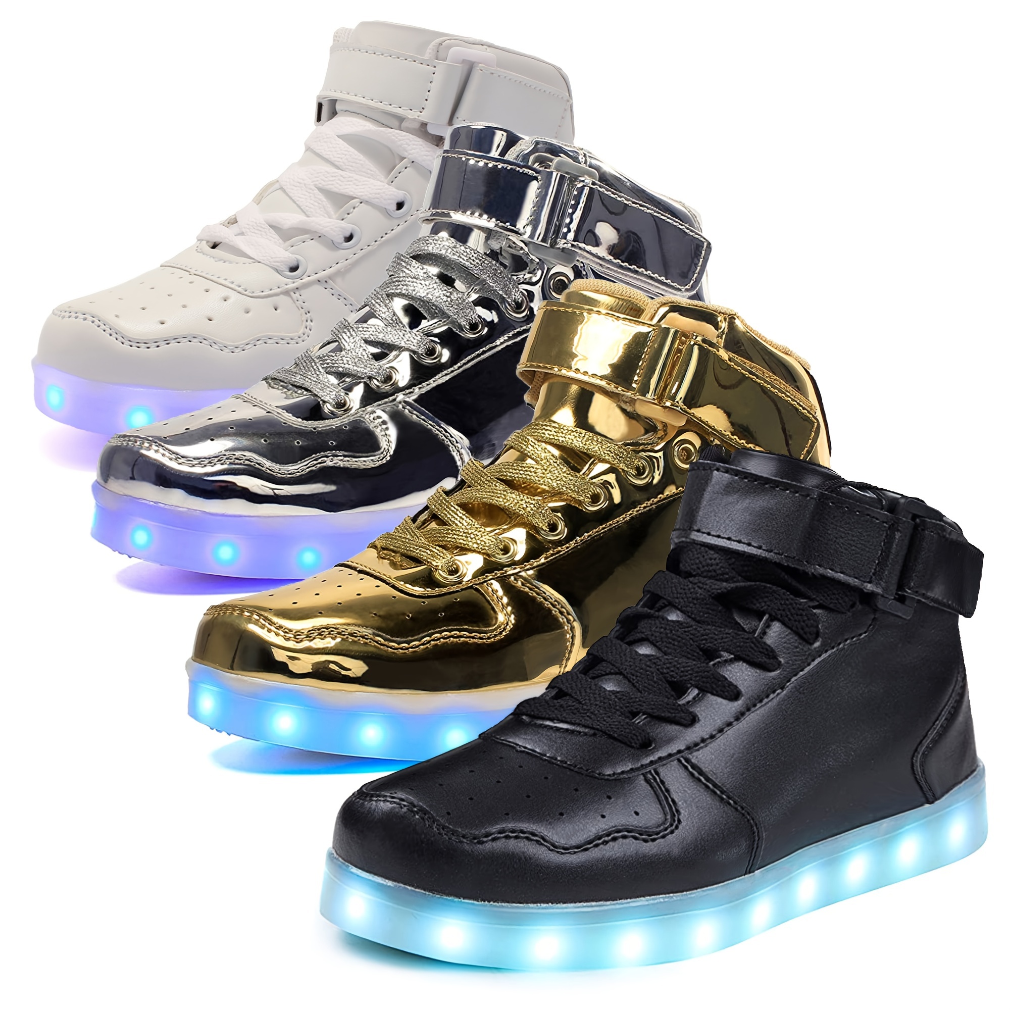 Unisex LED Shoes High Top Light Up Sneakers for Girls Boys USB Charging