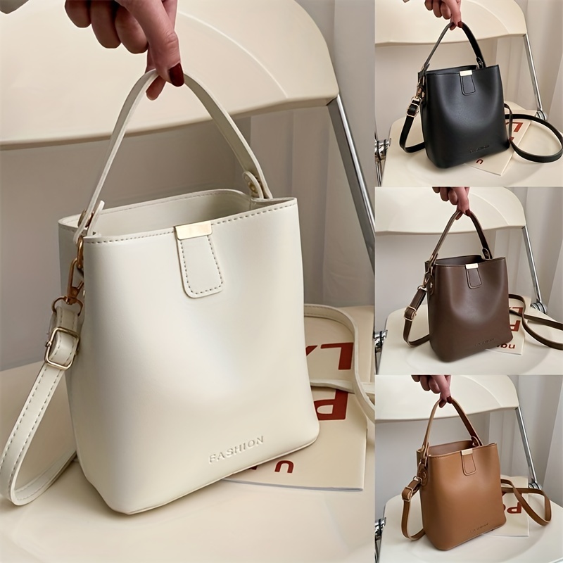 Vintage Minimalist Bucket Bag, Solid Color Shoulder Bag, Women's All-match Mini  Bag For Work - Temu