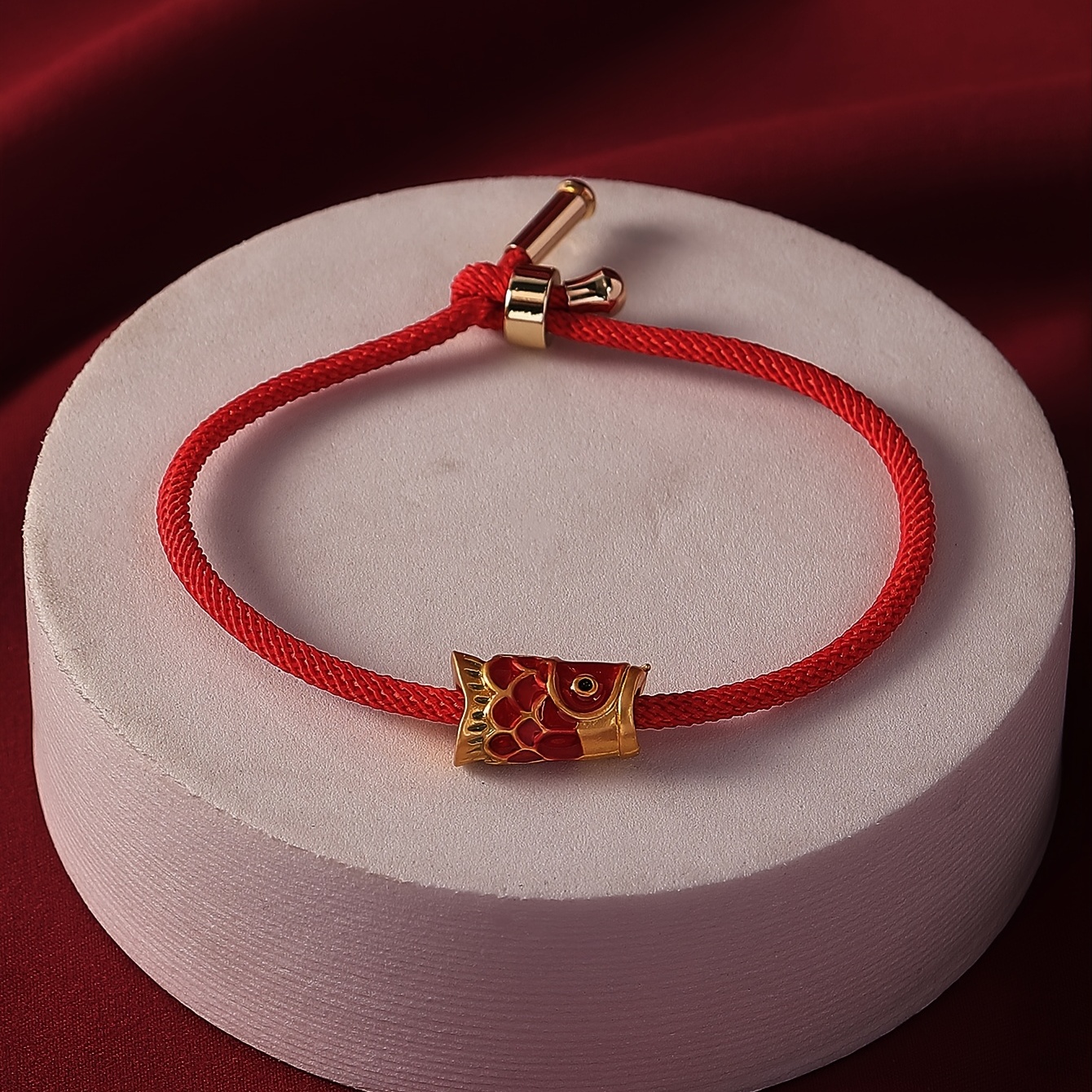 Lucky Red Rope Bracelet with Pendant, Adjustable Gift