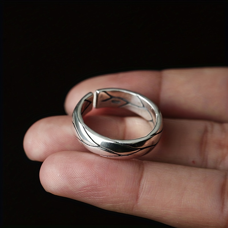 Men's Retro Wave Ring Adjustable Opening Ring