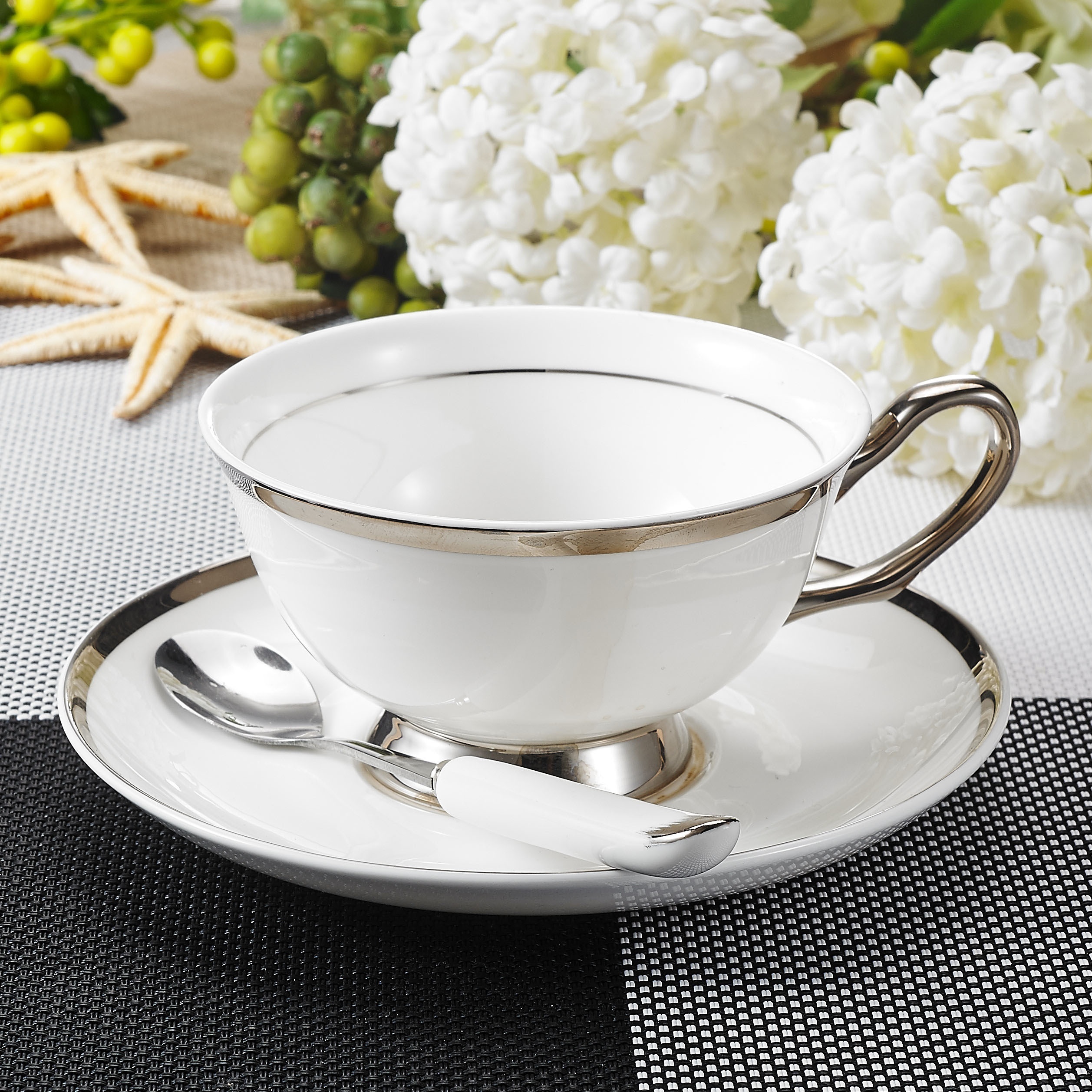 Bone China Tea/Coffee 6 pcs Cup and 6pcs Saucer – GOOD HOMES