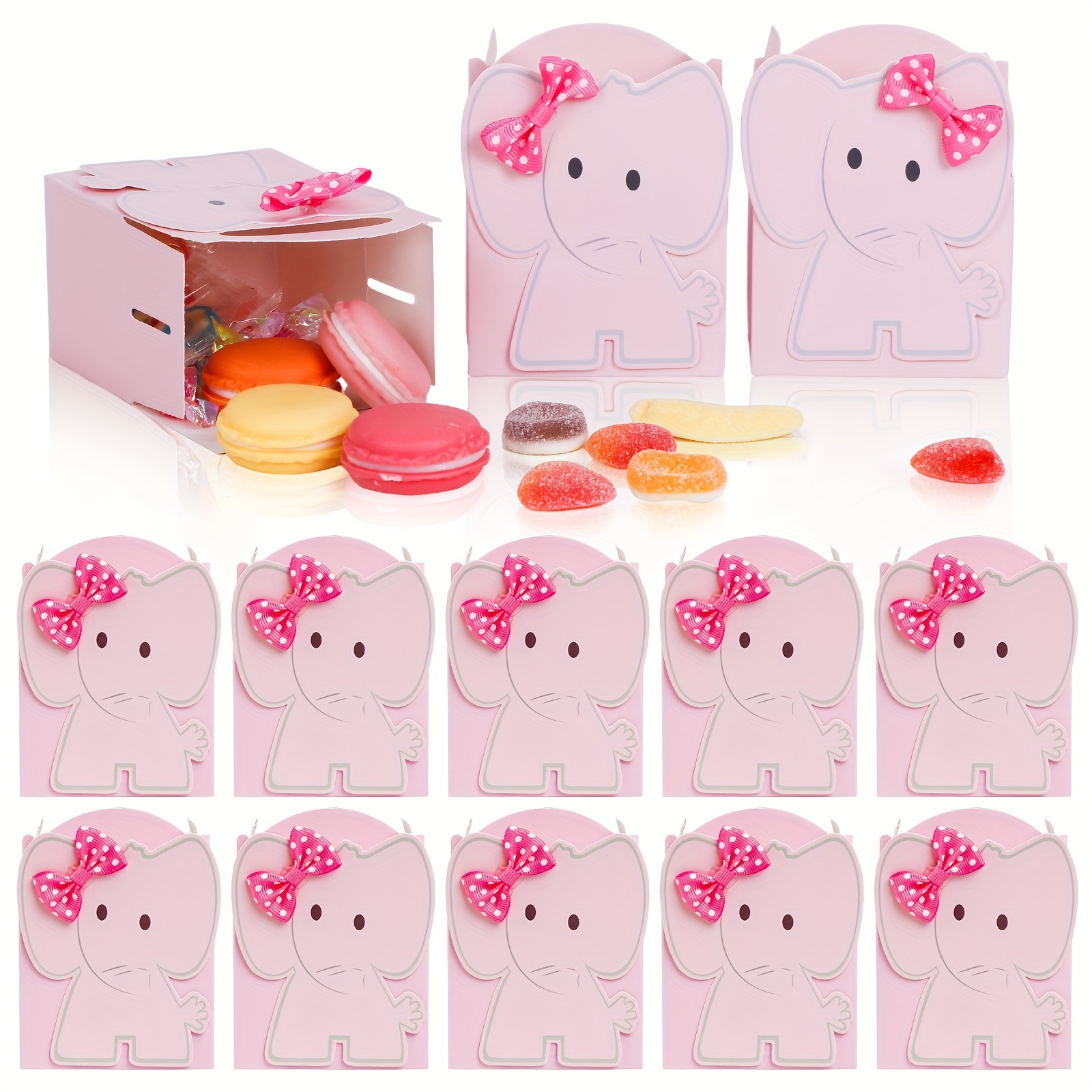 10pcs Caja Regalo Elefante Lazo Rosa Adorable Cajas Favor - Temu