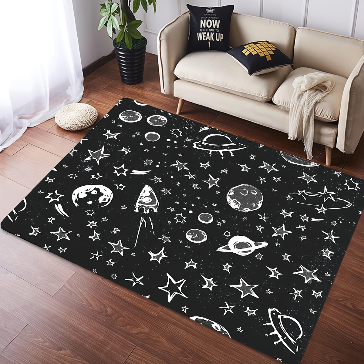 1pc Alfombra Infantil De Espacio Planetario Colorido - Temu