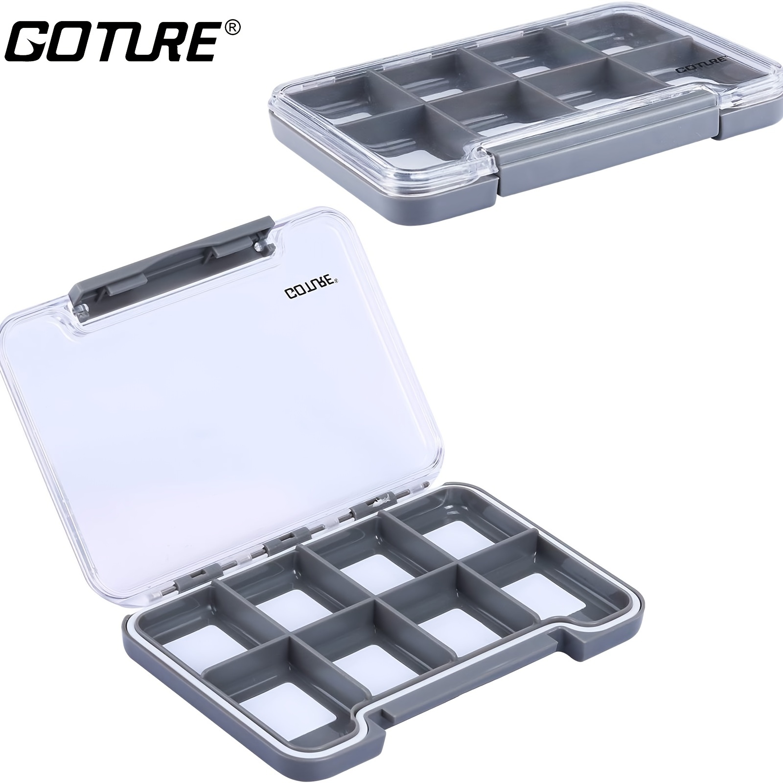 * 1pc Magnetic Fly Fishing Box High Strength ABS Waterproof 8 Components  Clear Lid Bait Box