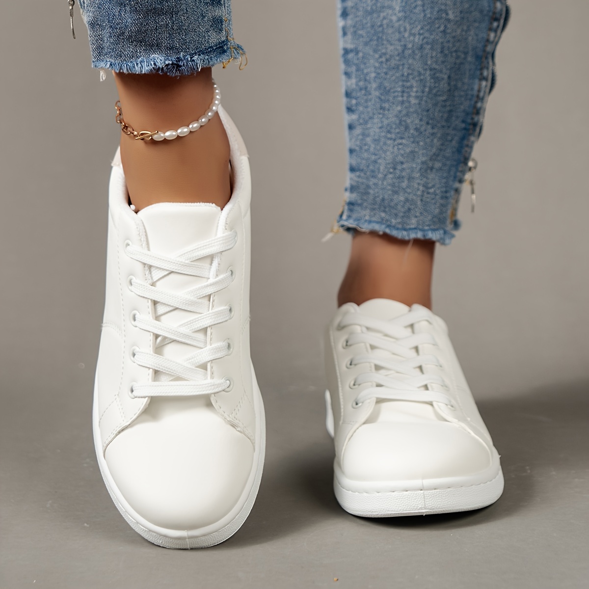 Zapatillas Blancas De Piel Para Mujer - Temu