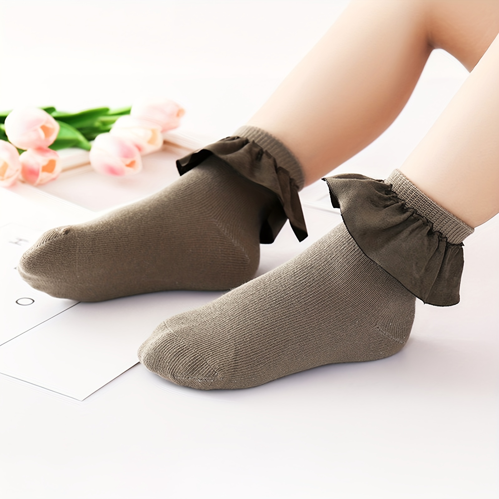Girls Kids Lace Ruffled Boneless Princess Socks
